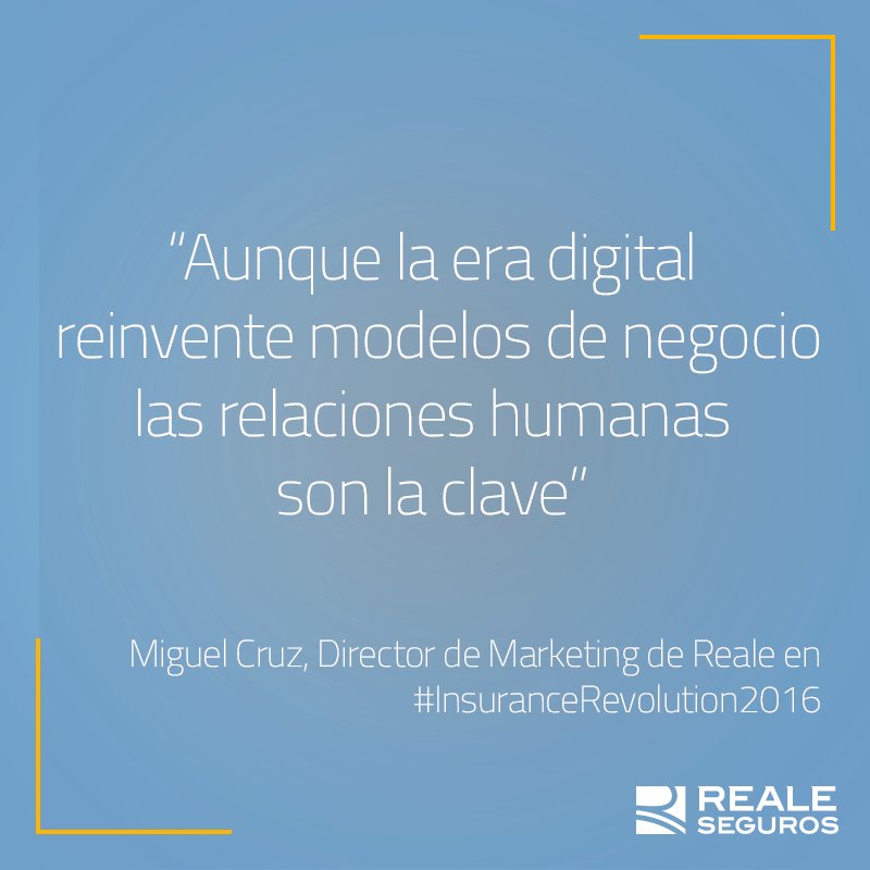 Reale_Seguros's tweet photo. Nuestro Dir. de Marketing, Miguel Cruz, ha sido uno de los ponentes hoy en el encuentro #InsuranceRevolution2016 organizado por @iiR_Spain https://t.co/HRqcKxcD3I