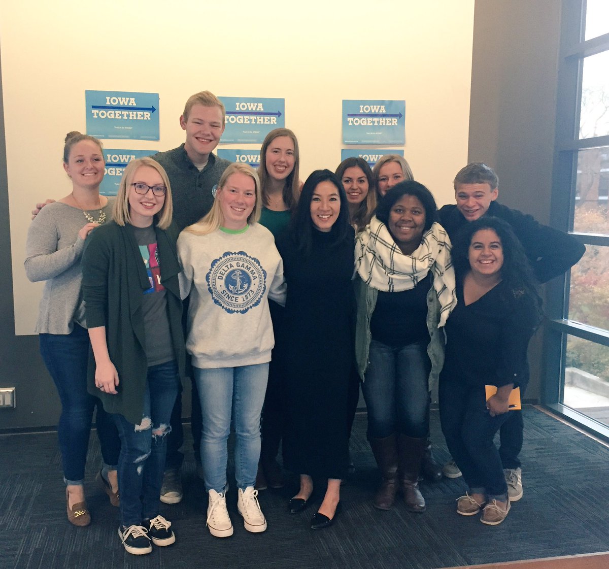 barbour_haley's tweet photo. #DrakeU students were excited to meet @MichelleWKwan before heading to Olmsted to cast their votes for Hillary Clinton #WithHerFirst https://t.co/kVD0r9G8YN