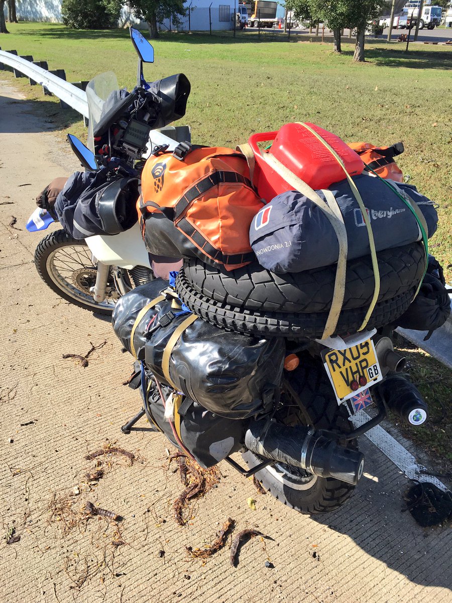 NCFDChief's tweet photo. At the Chesapeake Bay Bridge-Tunnel. Met this man from England who is traveling the world on this Yamaha. On the road 16 months. #ride2016 https://t.co/cHeo8yCFgg