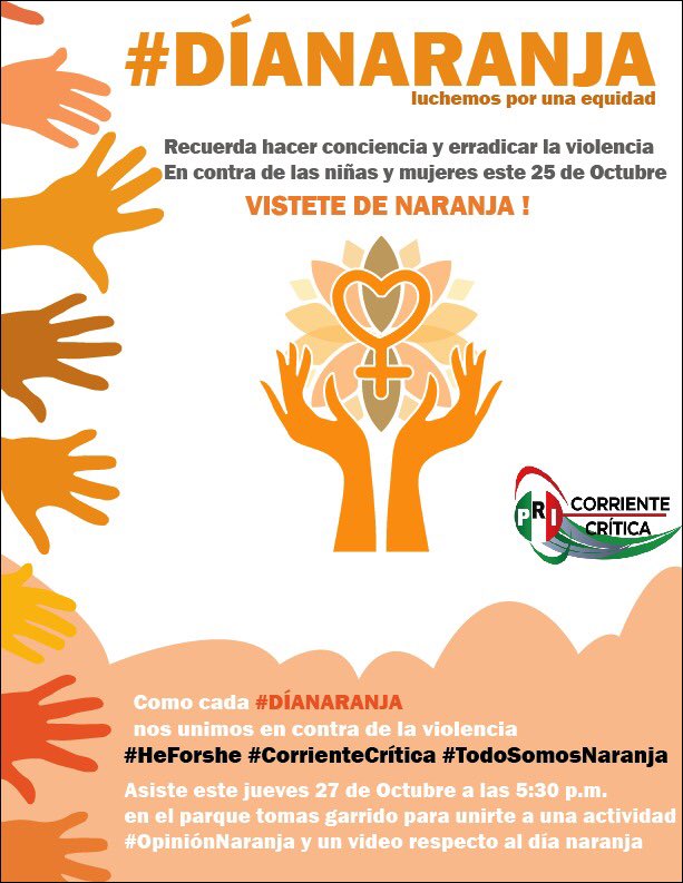 YaharaRivera's tweet photo. Se trata de vivir en armonia, sin violencia y con igualdad. 
Digamos NO al maltrato a las mujeres #DiaNaranja  #heforsh #SoyCorrienteCritica https://t.co/mqq6Gu48XD