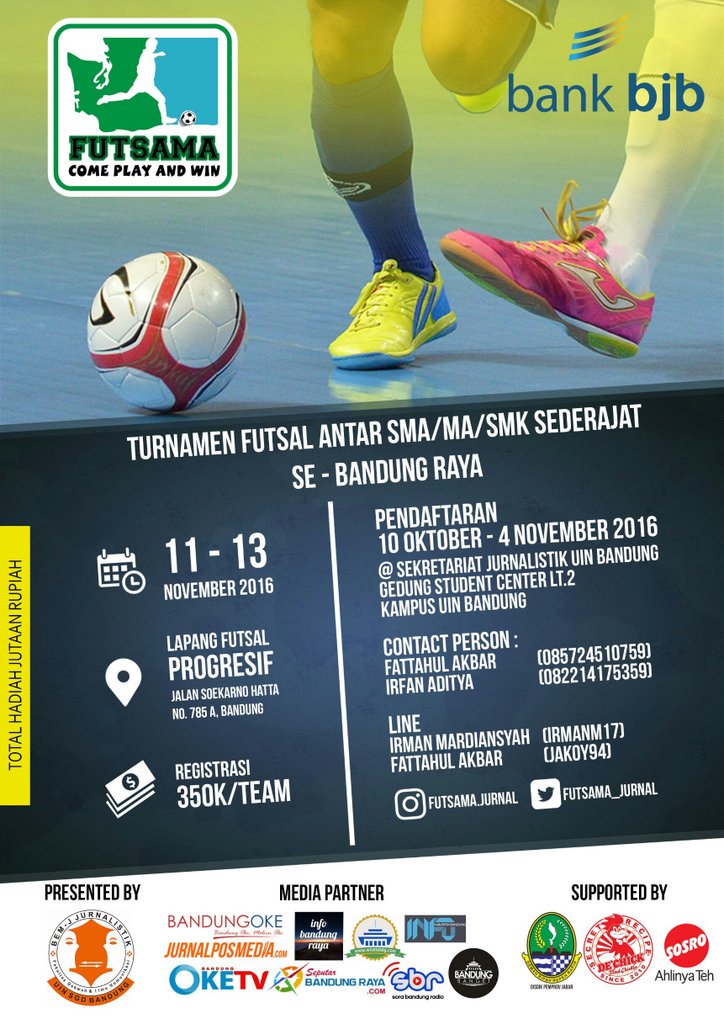 Mimin ga akan pernah cape untk mengajak tim futsal t'baik sekolah klian untuk bergabung bersama kami di Futsama 
Ayoo segera daftar skrng 😉😉
