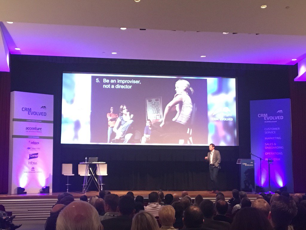 PegaBrenner's tweet photo. @donpega linking #crmevolved to improv. Yes...and! Awesome presentation! @pega https://t.co/ISFKOcf86u