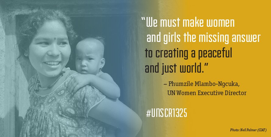 We can't achieve international peace and security without involving women and girls. They are the answer. ow.ly/pXex305wGfi #UNSCR1325