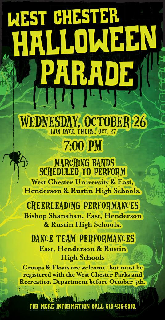 Bring your little monsters to downtown West Chester for the annual Halloween parade! Tomorrow - 7 PM!