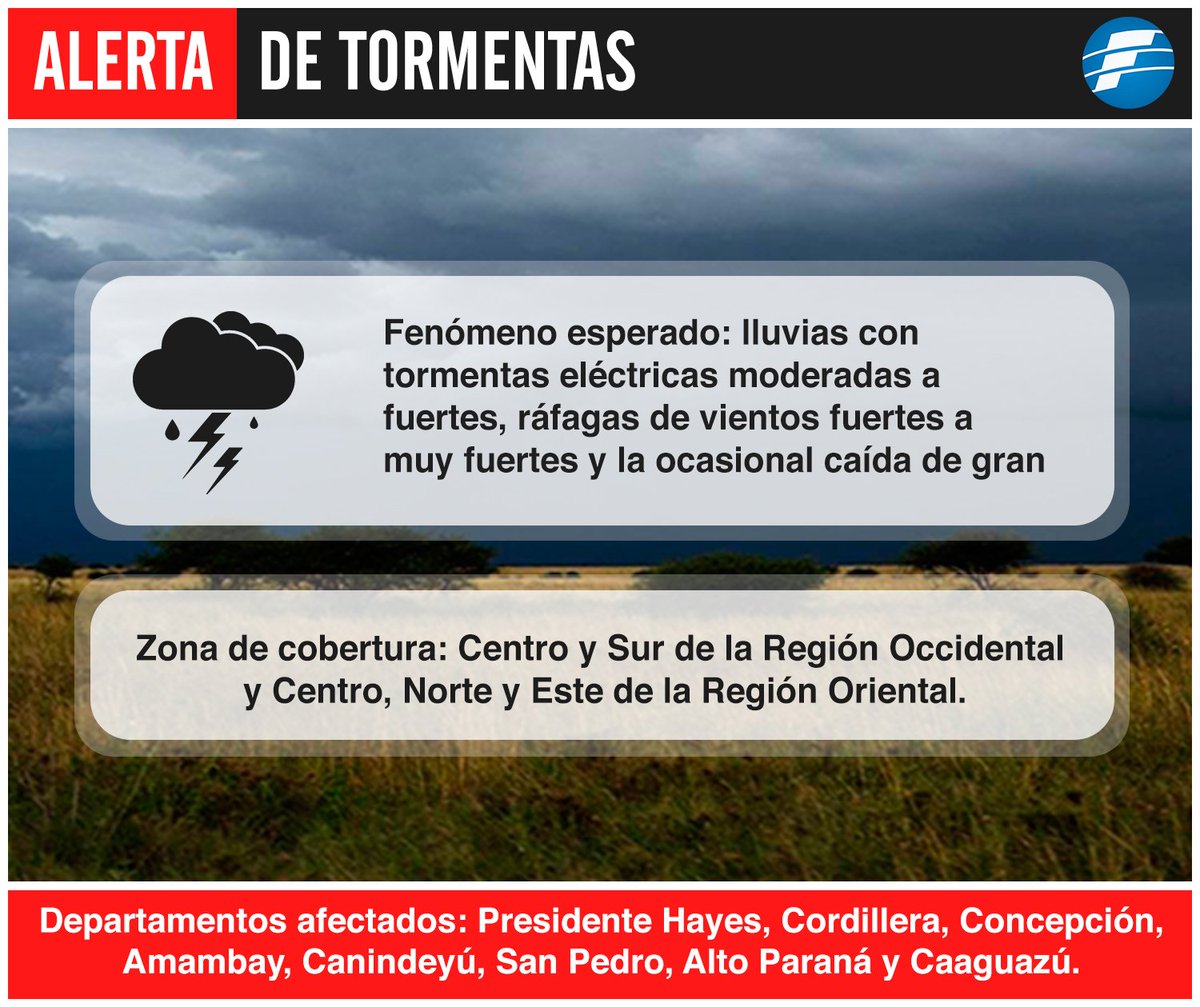 Nuevo aviso meteorológico: anuncian fuertes tormentas para 8 departamentos. Detalles en el link bit.ly/2f5a63y