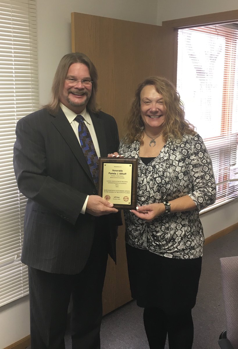 On behalf of <a href="/IARSS/">lars olav</a> Dr. Klaisner presented <a href="/Pamela_Althoff/">Sen. Pamela Althoff</a> with the Area 1 "Friends of Education" Award for her service to IL Schools