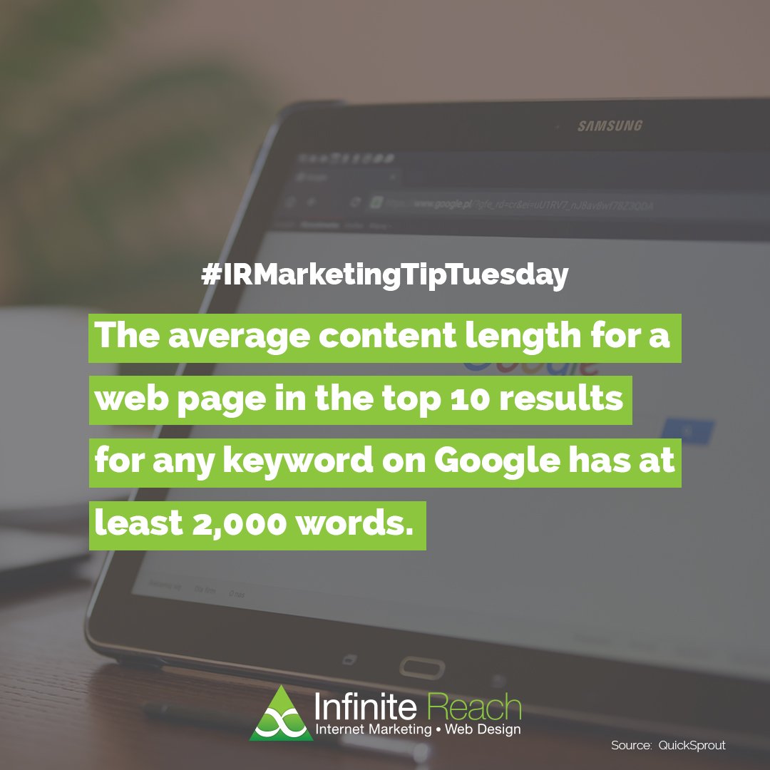 InfiniteRch's tweet photo. You can have pages with less content but make sure to include some with more to even it out. #IRMarketingTipTuesday #MakeitHappen2016 #SEO https://t.co/EJ7gSk1zoA