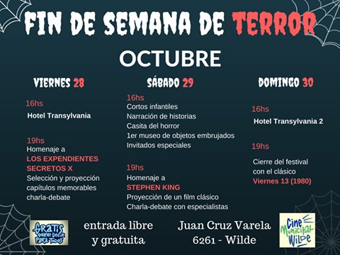 cineteatrowilde's tweet photo. #FinDeSemanaDeTerror
👻 Conocé nuestra programación especial para este fin de semana!
https://t.co/E4FnL4dfud https://t.co/OuFV8PGrzO