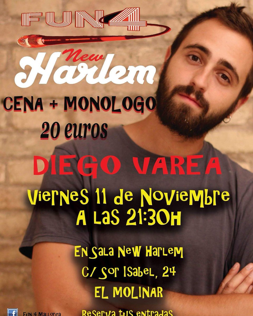 Fun4Valencia's tweet image. #comedia #humor #standup #monologo #risas #fun4 #newharlem #valencia #palmademallorca #mallorca #cena #show #humorista #isla #noche