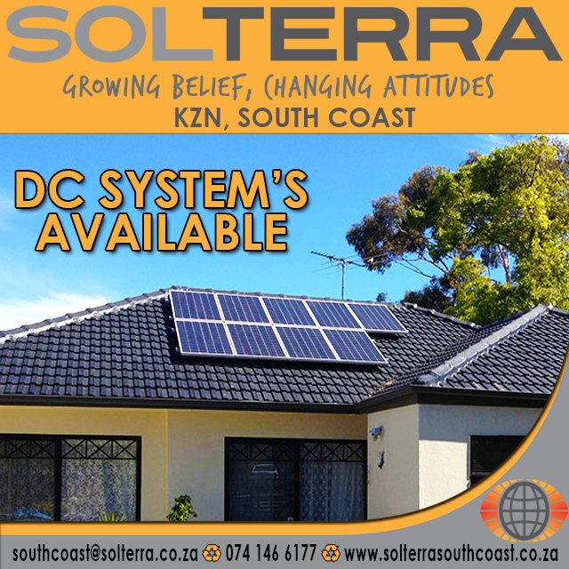 solterrakzn's tweet photo. An entry level #DCsystem is the most basic #photovoltaic system, available at @solterrakzn
#KZNSouthCoast #SaveEnergy #SolarPower https://t.co/QbJ6BIqRgM