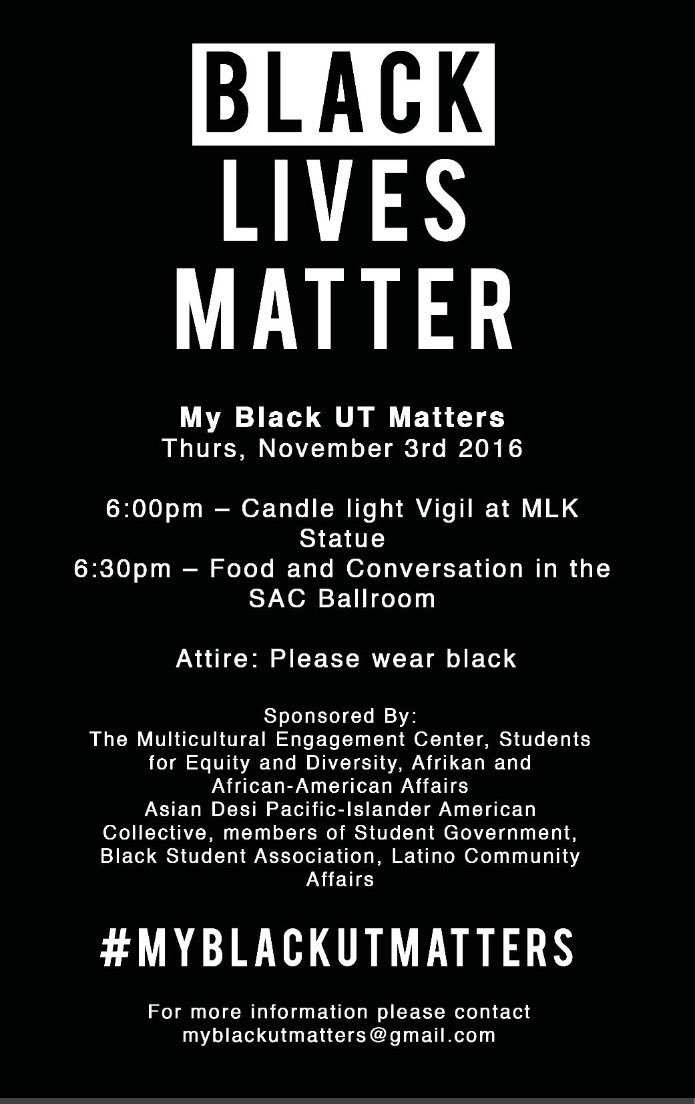 Austin_SED's tweet image. RSVP here: goo.gl/forms/yrS1akEh…
#MyBlackUTMatters #BlackLivesMatter