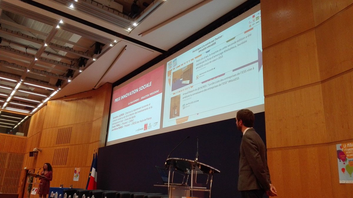 Machinerie's tweet image. Merci #PrixESS de l'Innovation Sociale ! Merci à tous nos partenaires @_Bercy_ @hautsdefrance @GDelbar @CaissedesDepots #CARAC @Alex_de_ESS