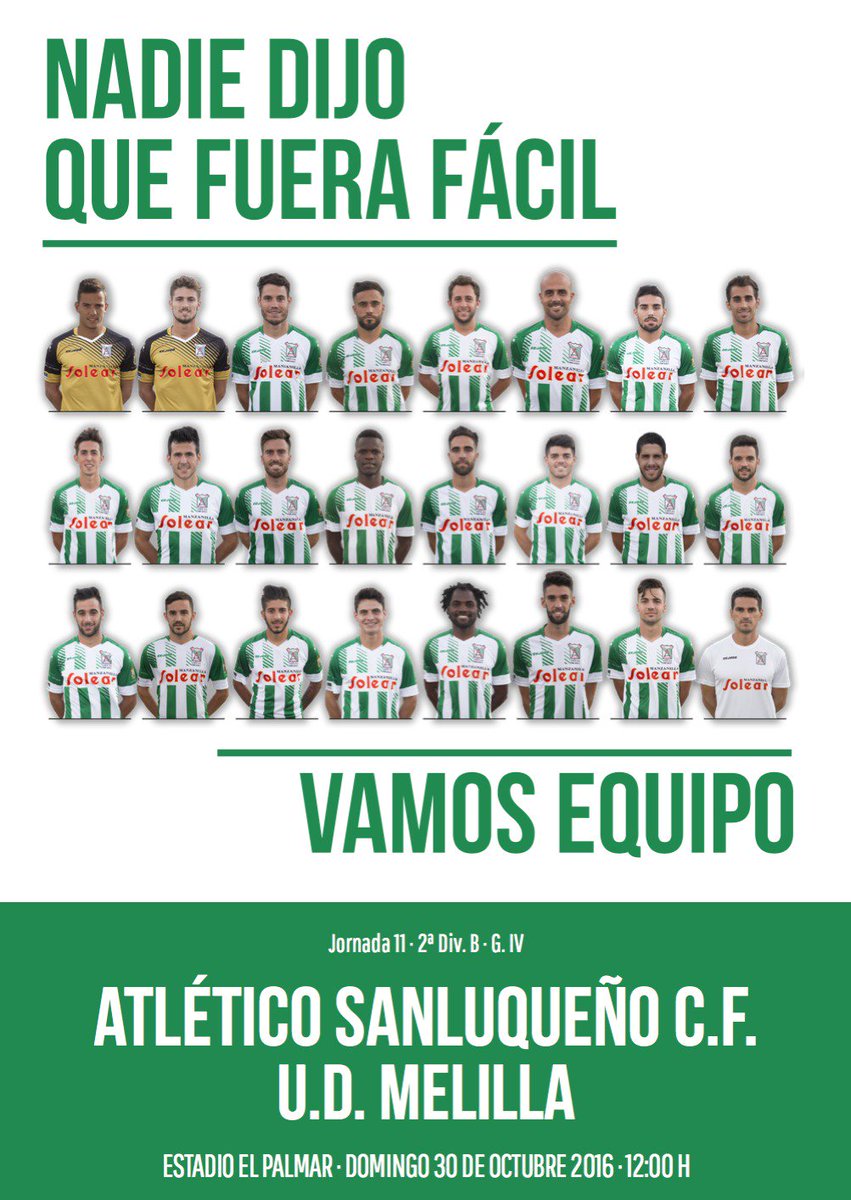 El próximo domingo a las 12:00h en El Palmar hay que ganarle al <a href="/UDMelilla/">Unión Deportiva Melilla</a>, TODOS JUNTOS! porque #JuntosSomosMásFuertes #VamosAleti