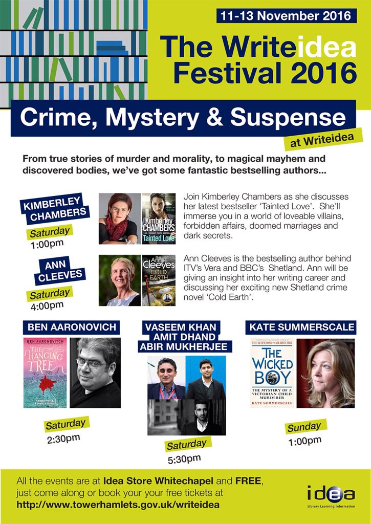 Writeideafest's tweet image. It would be criminal to miss this! @CriFiLover #crimefiction @BrickLaneBooks @yourcanarywharf @SavidgeReads