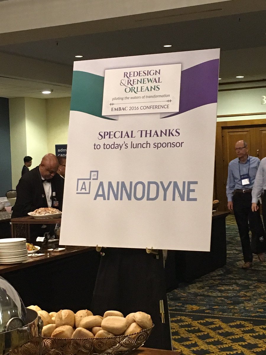 Annodyne's tweet photo. Proud to be today's luncheon sponsor at the EMBA Council Conference in New Orleans. Stop by our booth, No. 13! #EMBAC2016 https://t.co/1tNqBRf9Z7