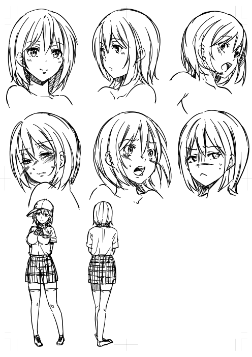 次の作品のキャラデザ(予定)でけた
次は野球部とマネージャーの話になる予定 
