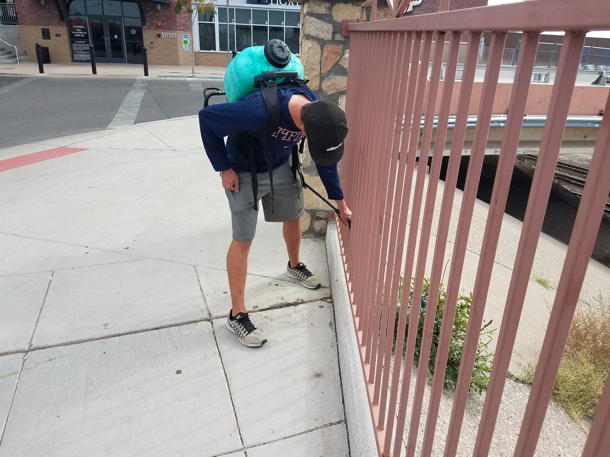 NateJones5's tweet photo. . @janes_brian going the extra mile on the ballpark's exterior this morning. https://t.co/uuhJyQumLI