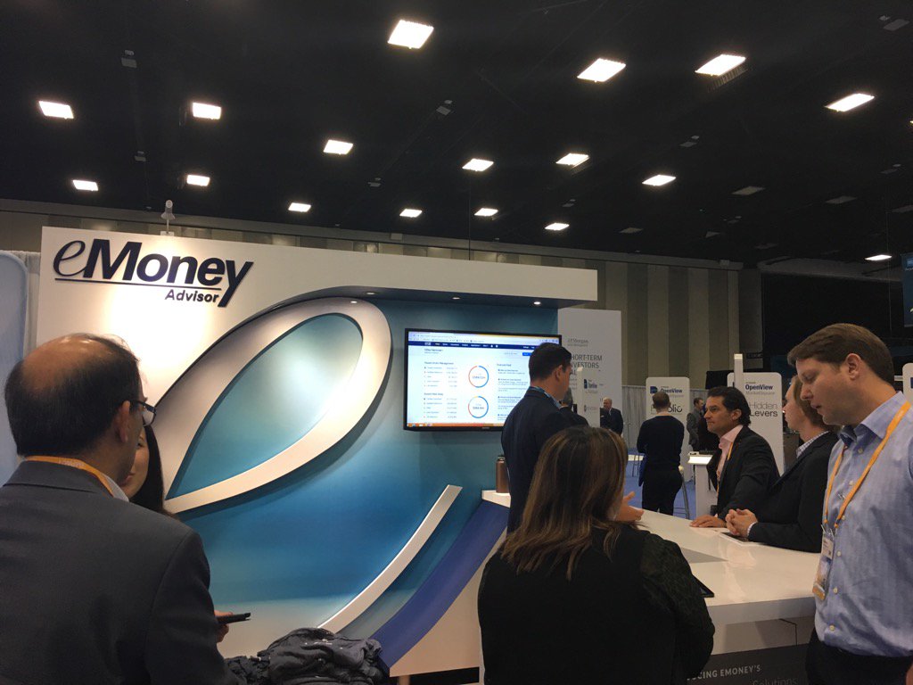 LisaBomp's tweet photo. Day 2! Come by booth314 to@learn about eMoney and grab a tshirt! #SchwabImpact https://t.co/MlIPNY1hCf