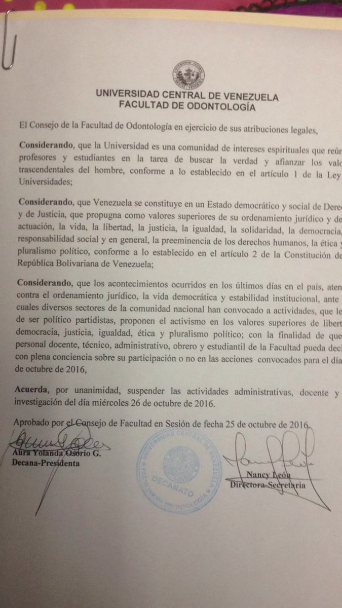 Comunicado del  CF de suspensión de las actividades para mañana 26 de Octubre de manera Unánime