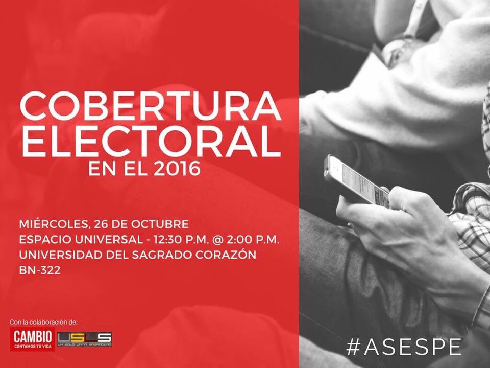 ASESPE's tweet photo. Todo lo que necesitas saber para realizar una cobertura electoral. ¡Te esperamos mañana! @sagradoedu https://t.co/KQhrNijh4W