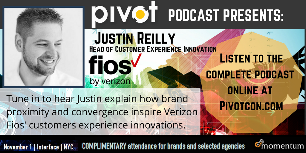 pivotcon's tweet photo. Listen how @verizonfios's Justin Reilly inspires #customer experience innovations in the new #podcast #PivotCon https://t.co/jFgCvSUGZM https://t.co/Q3KzF7JaGU