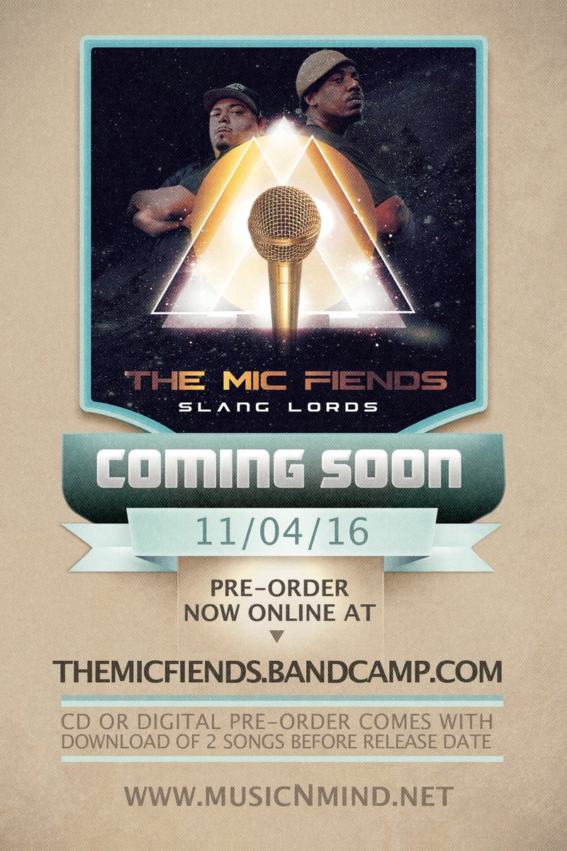 GMGOmusic's tweet photo. 11/4/16 L👀k out for the new album 'Slang Lords' by @The_Mic_Fiends. Pre-order at https://t.co/uGtl0TsGwi 🎥
https://t.co/U6g4AT6hPY #HipHop 💯 https://t.co/KOalHYimaK