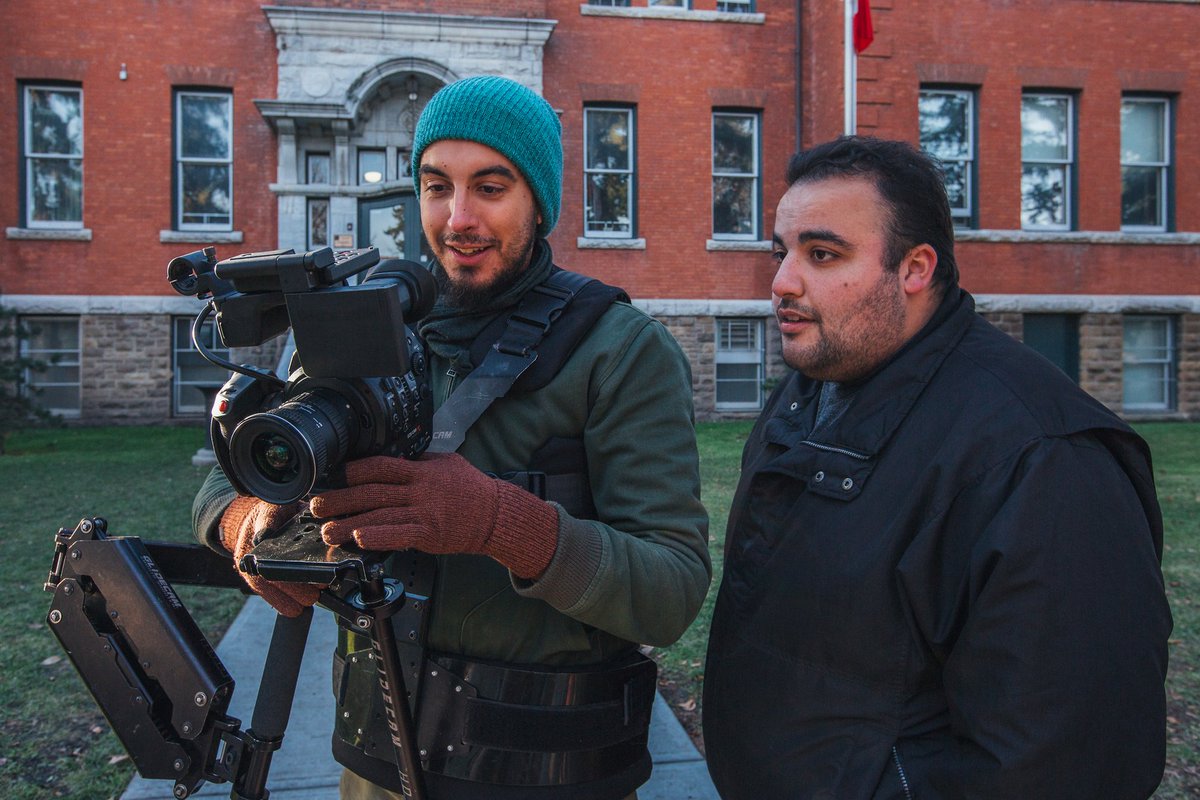 clinksonline's tweet photo. More behind the scenes. Our D.P. @dachene shows our Producer the shot he got. Producer is #impressed! #gottheshot  #bts Photo by: Vasya O. https://t.co/bt84nKvR16