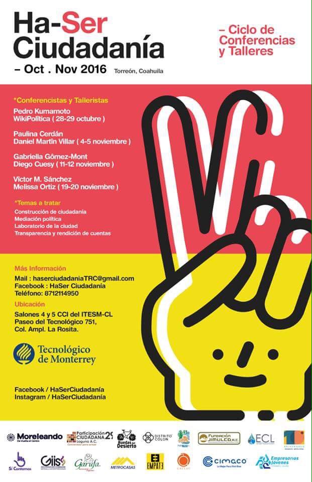 #HaSerCiudadanía es una iniciativa para fortalecer el trabajo de las OSCs laguneras. +info facebook.com/events/6955346…