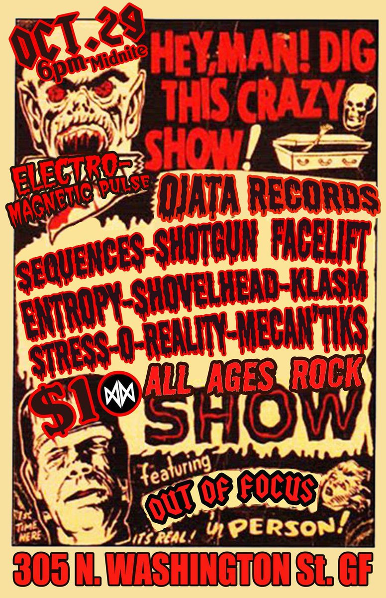 DogMahal's tweet photo. This Saturday! Come get crazy. Wear a costume, Enter our contest to win some $. #Ojata #Halloweenie #Dogmahal #CostumeParty #AllAgesRockShow https://t.co/UsJdYYybBT