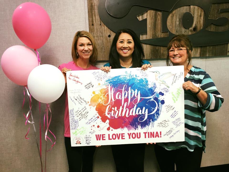 AlbieAware's tweet photo. Giving @TinaMacuha, our favorite survivor, radio, & TV personality, a birthday card signed by fellow survivors at last wk's #PinkinthePaint https://t.co/Te7IK9iFaH
