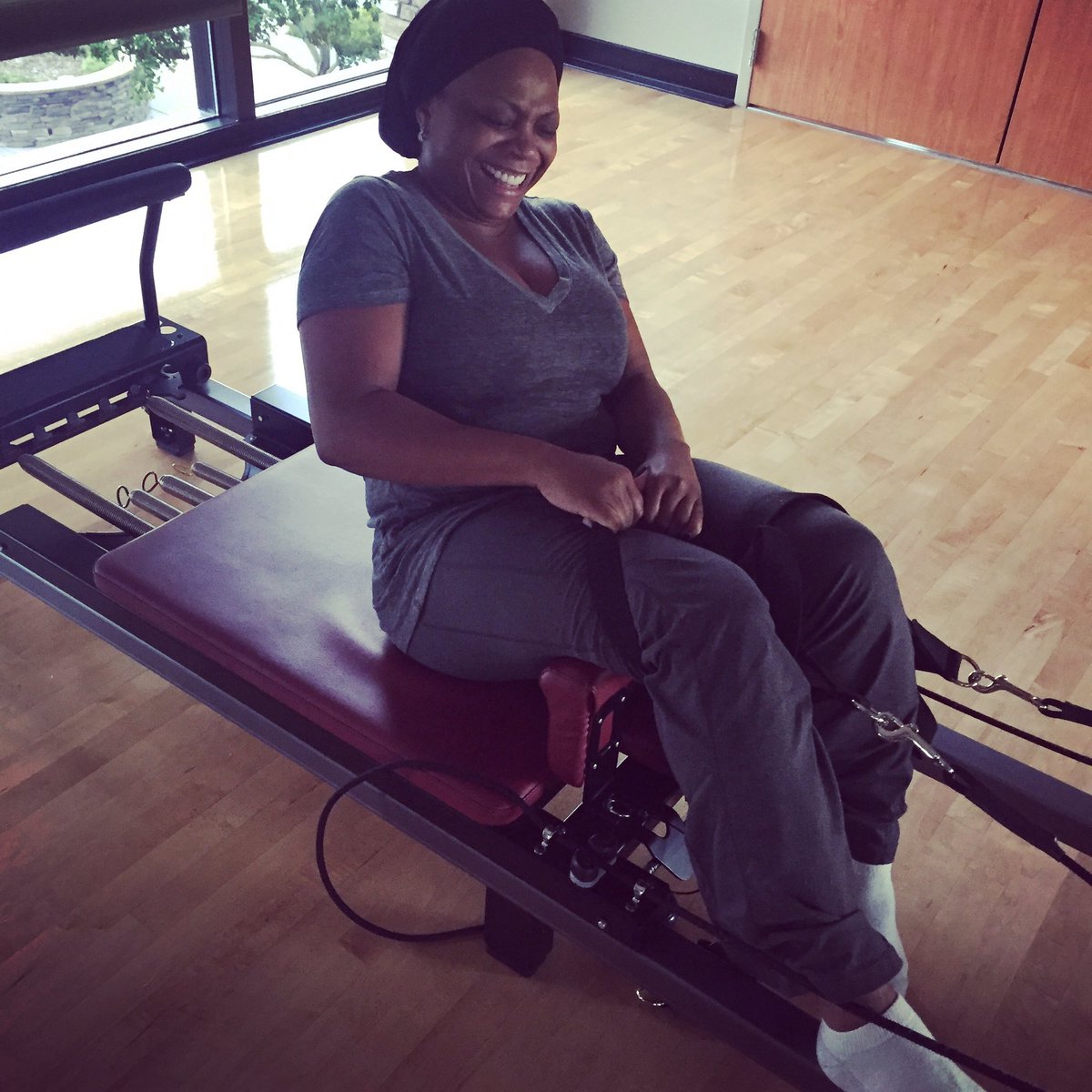 MOJSHOW's tweet photo. Ladies!! If it ain't the damn stirrups, it's the damn straps. I hate 'em both. 😂😂 #Pilates #SoCaughtUp #LaughinMyButtOff #God #Jesus #Love❤️ https://t.co/C6FBl1Ya0y