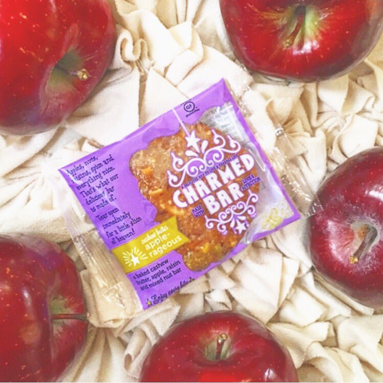 Charmedbar's tweet photo. Our Cashew Apple-Rageous CharmedBar is your own personal apple pie...without all of the sugar! #CharmedBar #HealthyApplePie #FallSnack https://t.co/vQCfsZUf0x