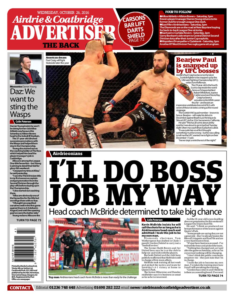 Good morning everyone. Here is a look at today's back page...