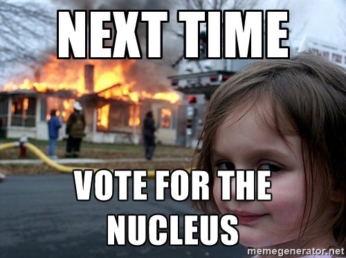 daddynucleus4's tweet photo. If you know what's good for you, you will vote nucleus #organellewars @CarlinSciAHS https://t.co/D0XLSNaEys