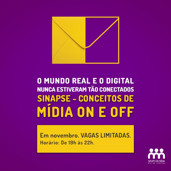 grupodemidia's tweet photo. O curso 'Conceitos de Mídia On e Off' tem nova data! Inscreva-se já pelo e-mail inscrições@grupodemidiarj.com.br https://t.co/iHMzXkCGv3 https://t.co/mRa33N9q1P