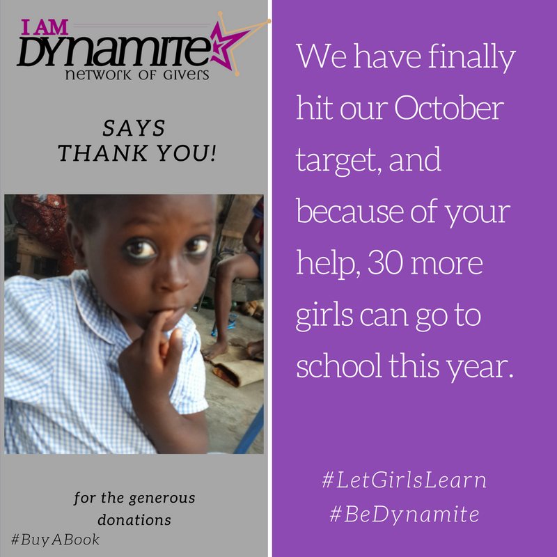 amberandrubyO's tweet photo. #ThankYouForGiving
#ThanksToYouWEHaveHitThisYearsTarget
#30MoreGirlsGoToSchoolThisYear.
#BeDynamite
#LetGirlsLearn https://t.co/P5P8zLc2E3 https://t.co/aeCJslfnAm