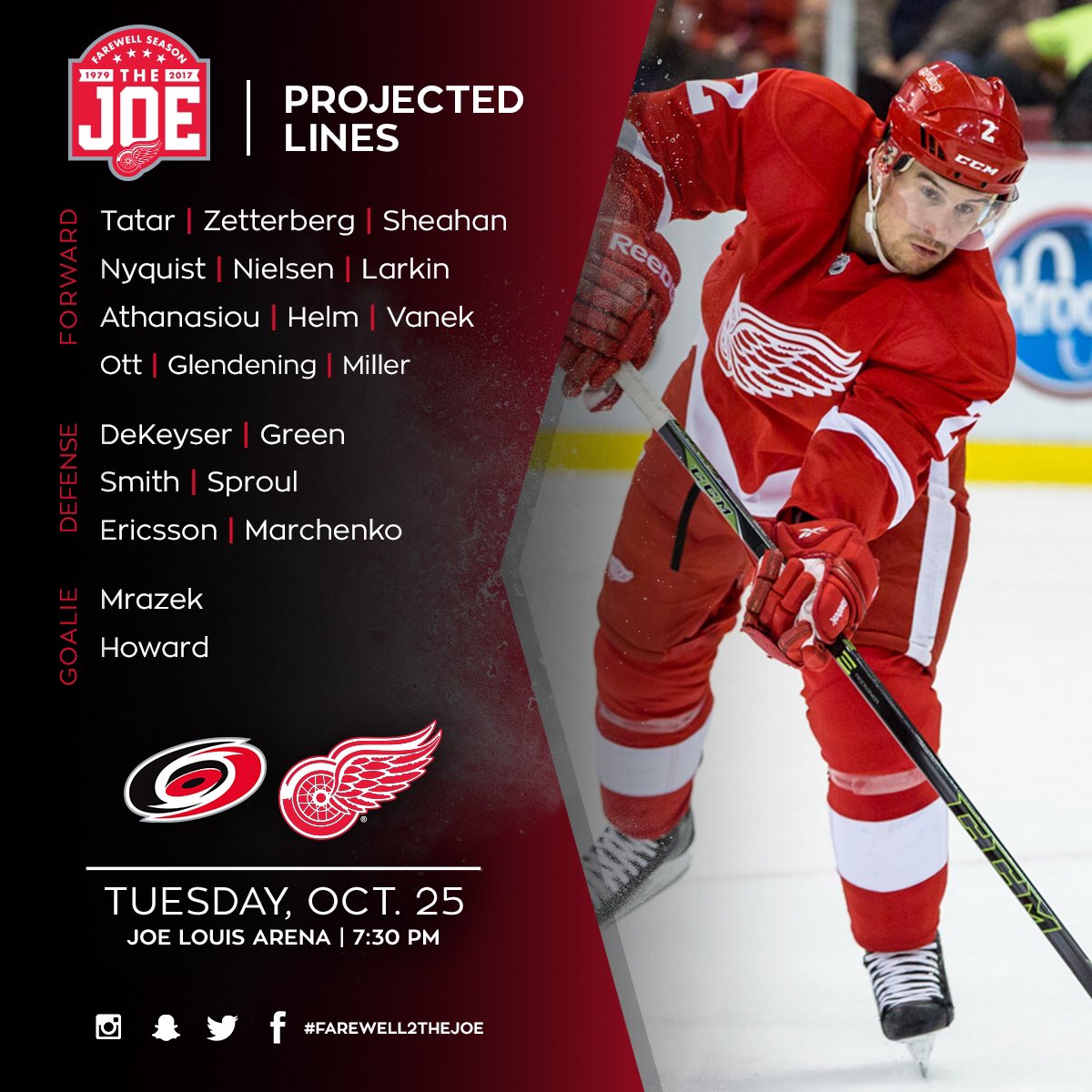 Check out tonight's lineup as the Hurricanes pay a visit to @JoeLouisArena! #CARvsDET #LGRW https://t.co/RQfJOMF5OK