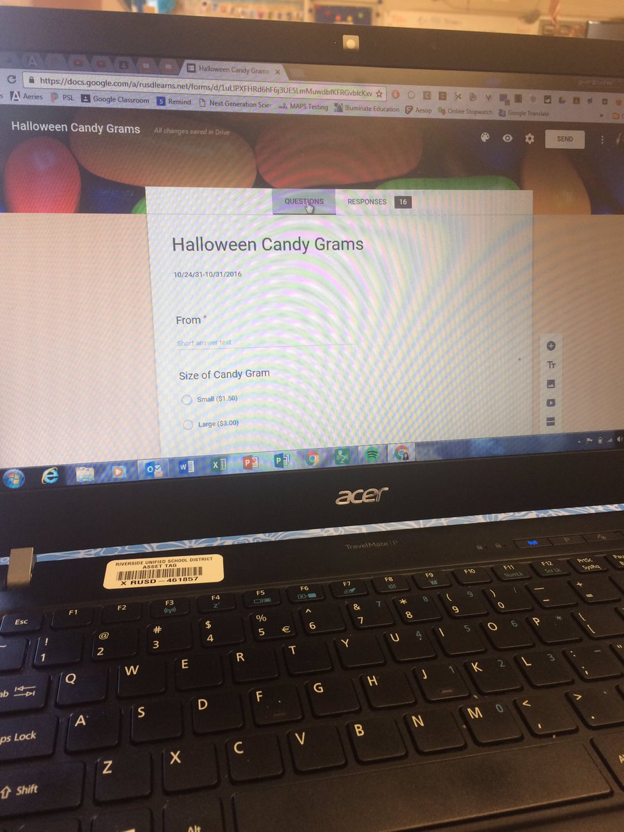 TheYueniverse's tweet photo. Recording candy gram sales thru #GoogleForms . OMG. Life changed! Thanks @BWhitlowEdTech for opening my eyes on forms! https://t.co/wTrw6CpEBY