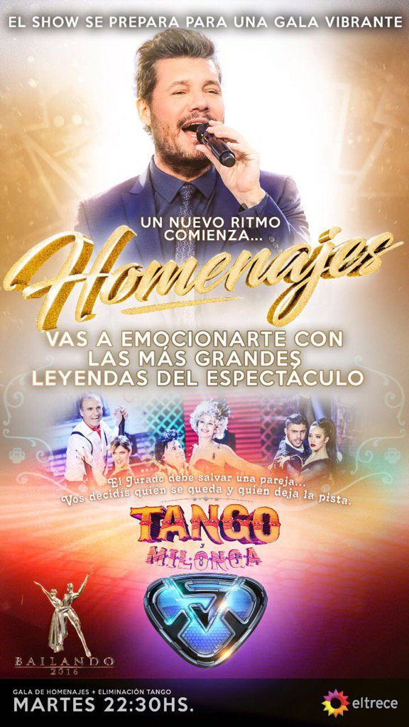 envivo_com's tweet photo. Hoy 22.30hs #ShowMatch llega un nuevo ritmo. #Homenaje https://t.co/b5ZyAqOpTU
