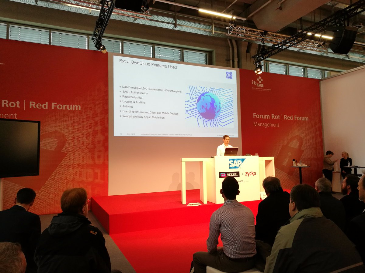 AndreaOwnCloud's tweet photo. ZF Friedrichshafen Vortrag auf der #itsa16 im Red Forum über #ownCloud Projekt. https://t.co/vcMaqBsm3f