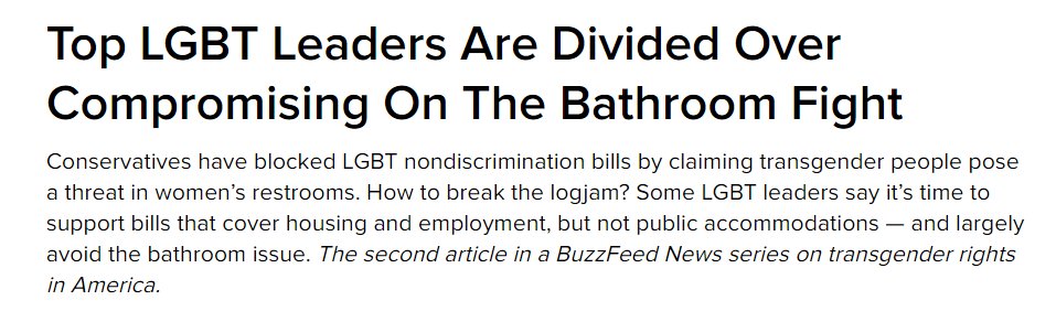 cool. "LGBT leaders" want us to have legal protecting for jobs but not a right to use the bathroom at said job