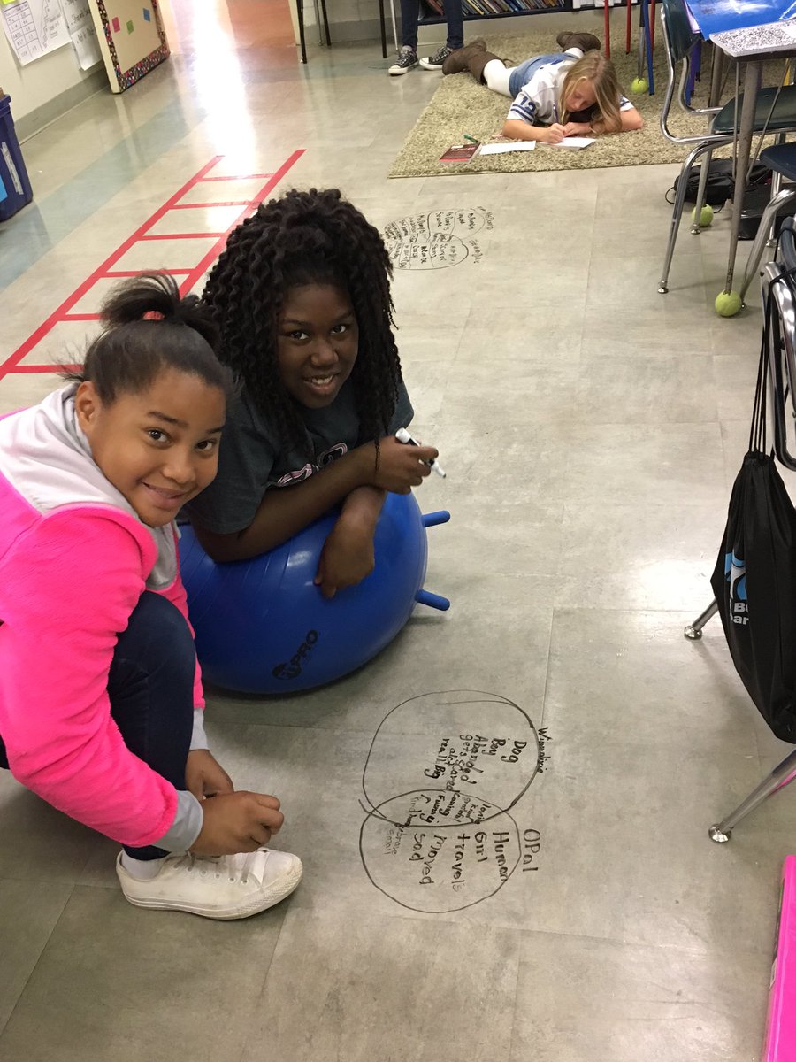 MsEllisReads's tweet photo. Comparing and contrasting characters on the FLOOR!! #learningisfun #studentsareengaged #reading @hewitt_tara @Central_ElemE4E https://t.co/0qu73vaFRT