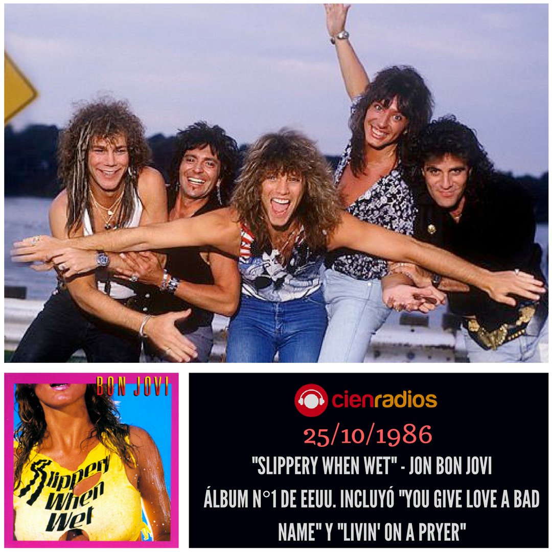 cienradios's tweet photo. Hace 30 años "Slippery When Wet" Bon Jovi llegaba al puesto N°1 de EEUU. Incluyó los temas "You Give love a bad name" y "Livin' on a prayer" https://t.co/y0QyROQdsb