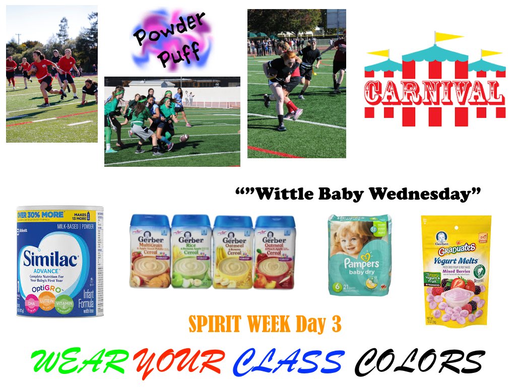 MittySA's tweet photo. Class colors + Powder Puff + lunchtime carnival + goods for "wittle" babies. Gonna be a fun Wednesday! #ItsAMittyThing #AMHSSpiritWeek2016 https://t.co/dufYWvfpYV
