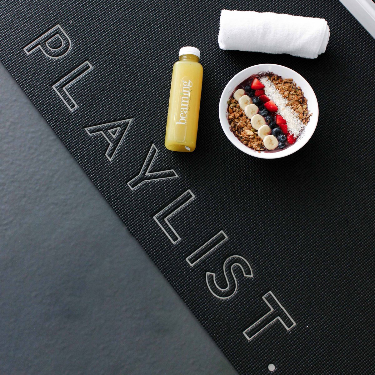 The ultimate healthy package. Pick up a juice or bowl from <a href="/liveBeaming/">Beaming</a> before or after PLAYLIST. class. #PlaylistYoga #Playmaste