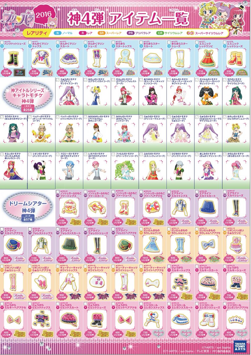 ため息製作所 プリパラ 神4弾のアイテム一覧pdfに 神4弾ドリームシアターのアイテムを追加したよ T Co Fusiglzg3c Twitter