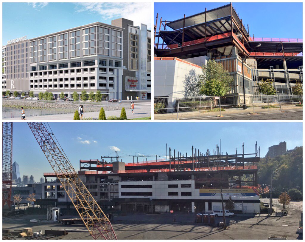 GirderSlab's tweet image. Final stop in NJ. The dual brand hotel site in Weehawken. Built over an existing parking garage the Residence Inn/Renaissance Hotel.