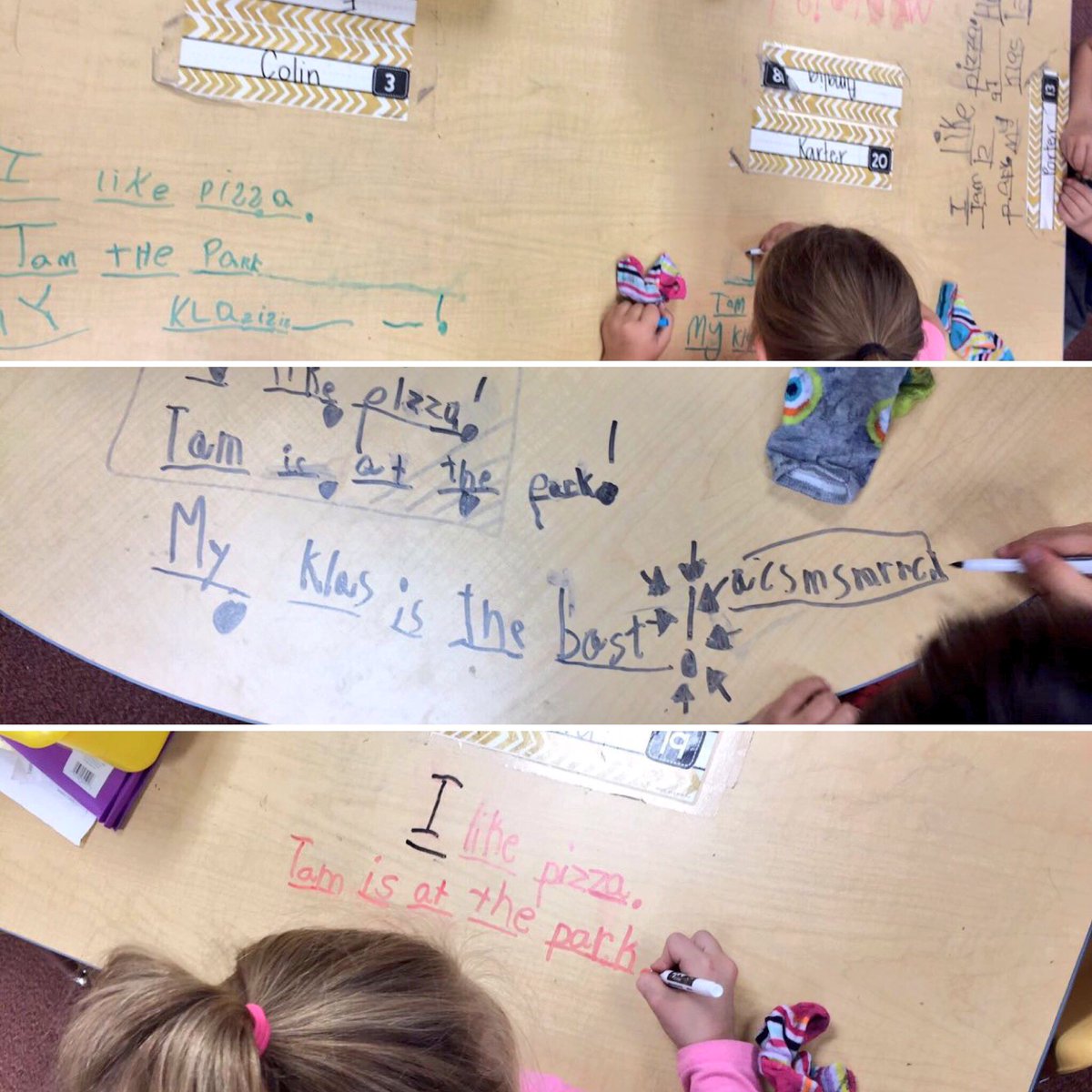 KinderBuzzz's tweet photo. "Will Mr Weiss get mad? I don't want to get in trouble for this" They know it's wrong, but boy did they love it! #sentencefun #makespacesplz https://t.co/RtpdYxDFGZ