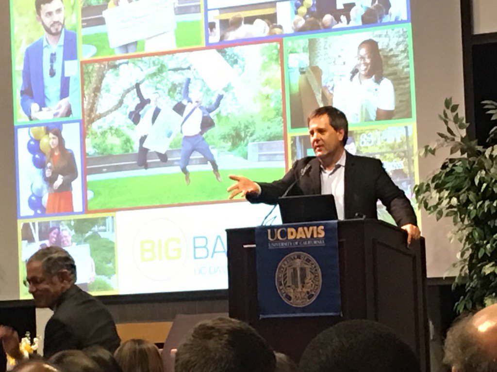 Cleve Justis, Director of the Child Institute for Innovation &amp; Entrepreneurship kicking off <a href="/ucdavis/">UC Davis</a> Big Bang! event