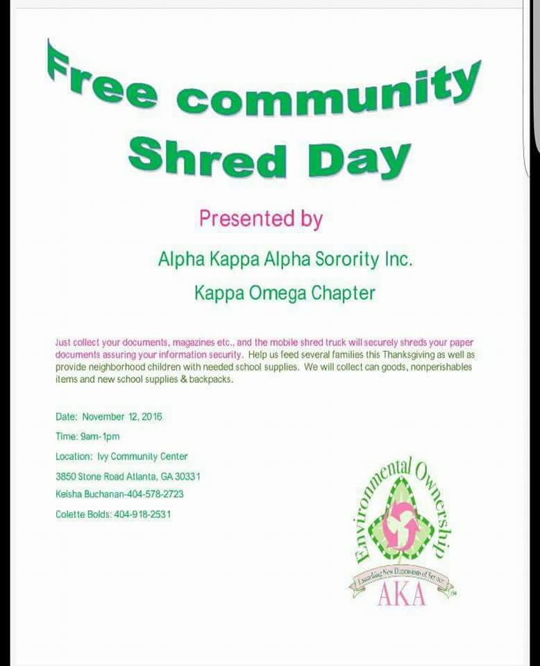 AKA_KappaOmega's tweet image. Join Kappa Omega for shred day and help feed families and provide school supplies. #TARGETIV #KappaOmega  #AKA1908 #EnvironmentalOwnership